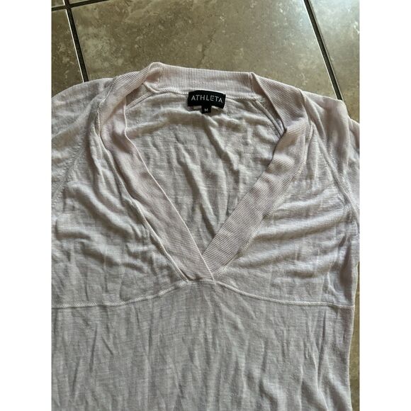 Athleta M Soft Knit V Neck Pullover Sweater Top Light Pink - Picture 2 of 6
